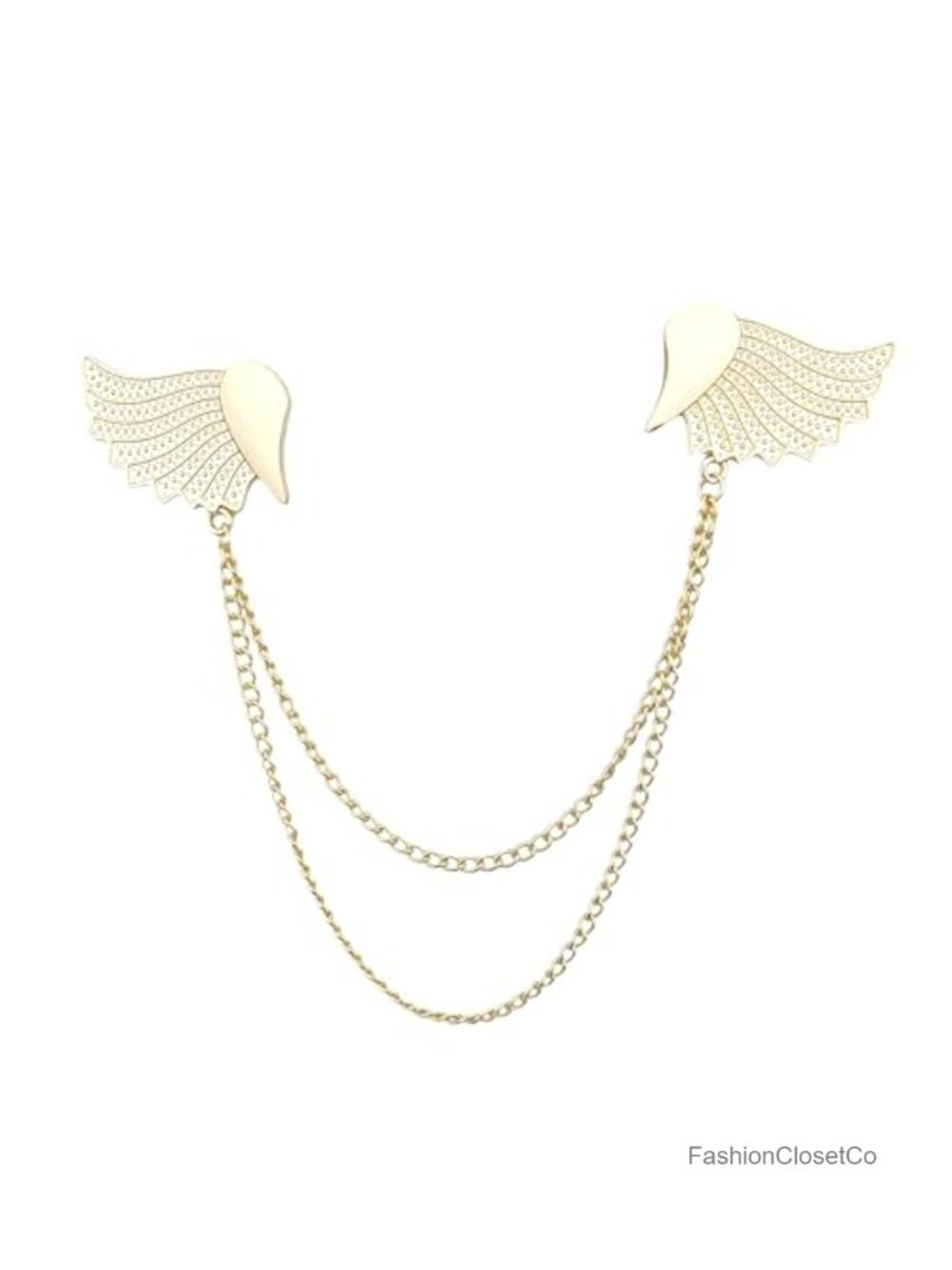 Angel Wing Chain Brooch Pin Metal Vintage Winged Lapel Pin for Jacket